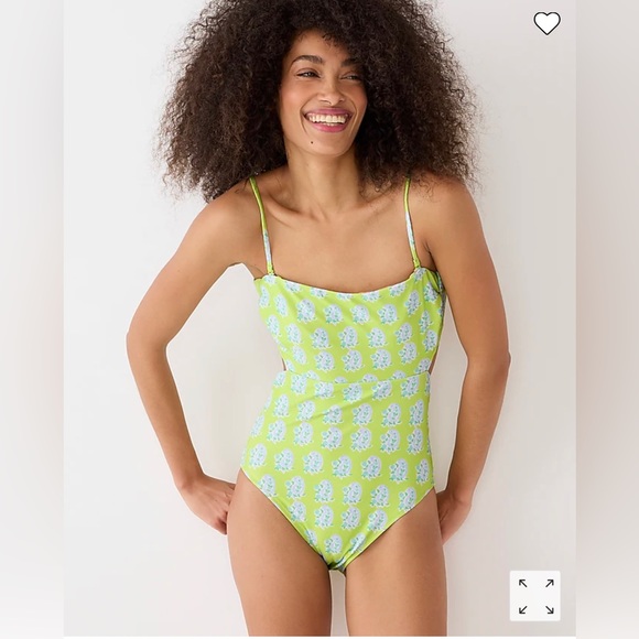 J.Crew SZ Blockprints™ X cutout one-piece swimsuit in green paisley